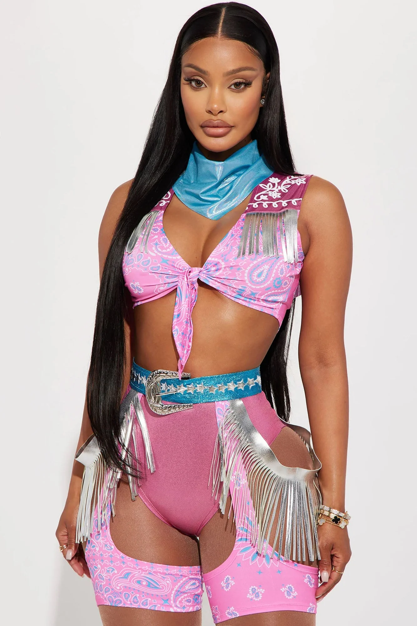Spaced Out Cowgirl 5 Piece Costume Set - Pink/combo