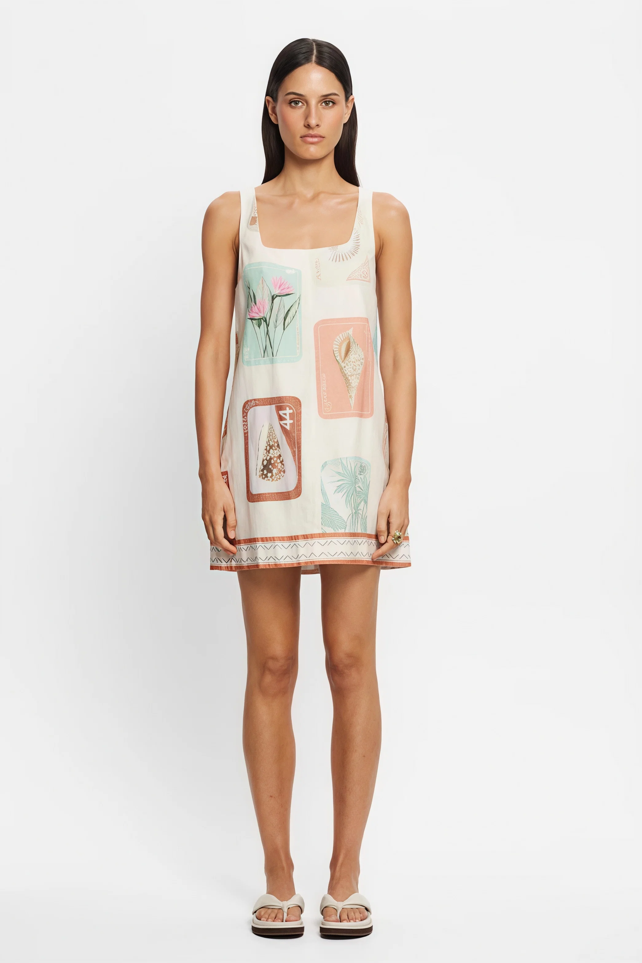 Casual Linen Floral Print Bagsy Fit Summer Beach Mini Dress