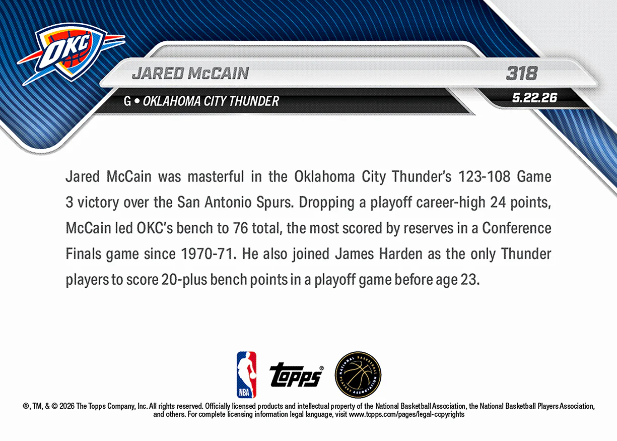 Jared McCain - 2025-26 NBA Topps NOW® - Card 318
