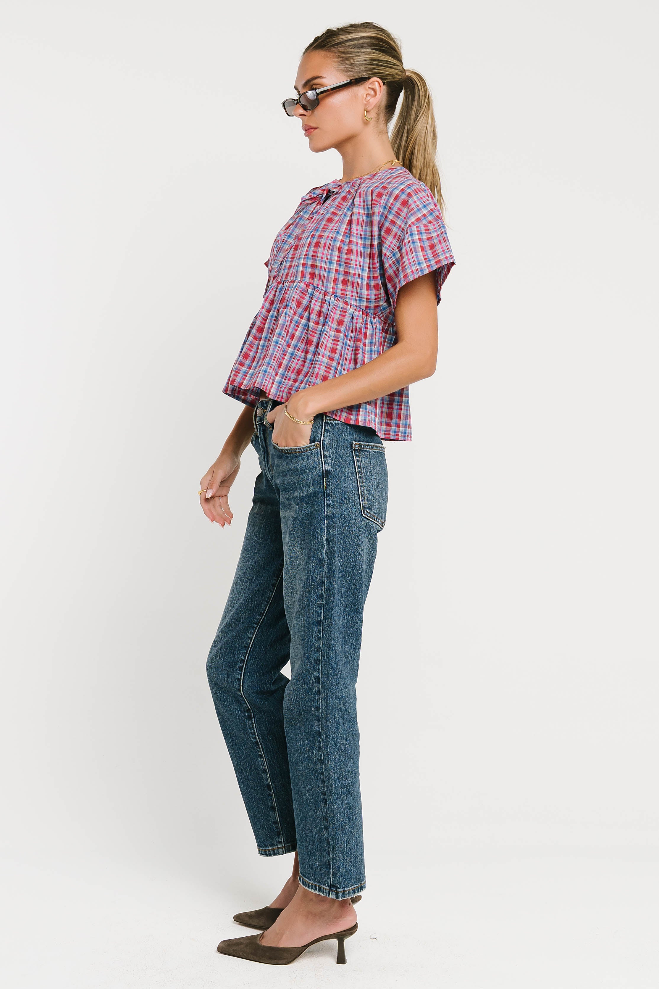 Juliette Plaid Peplum Top