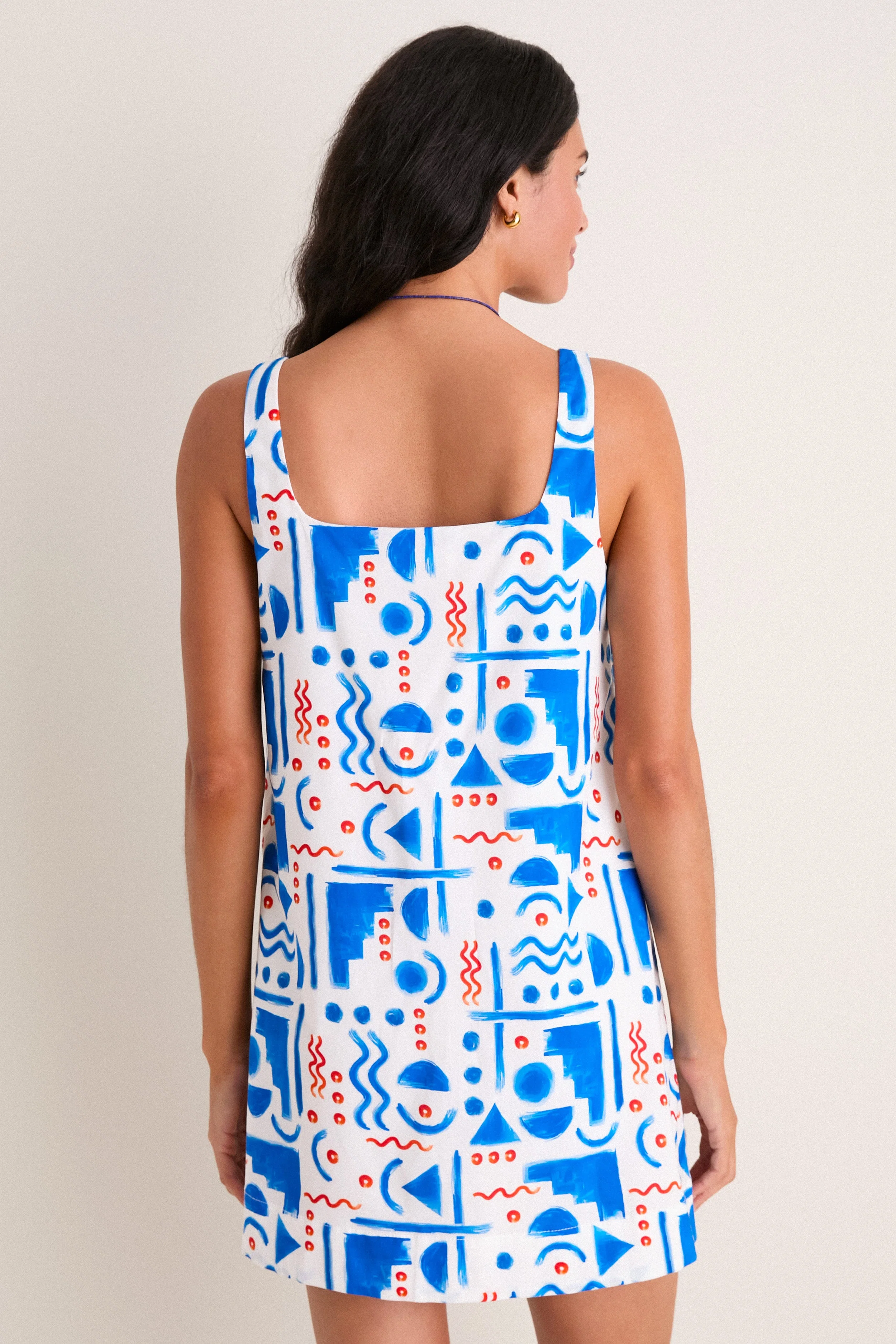 Red & Blue Geo Zella Mini Dress