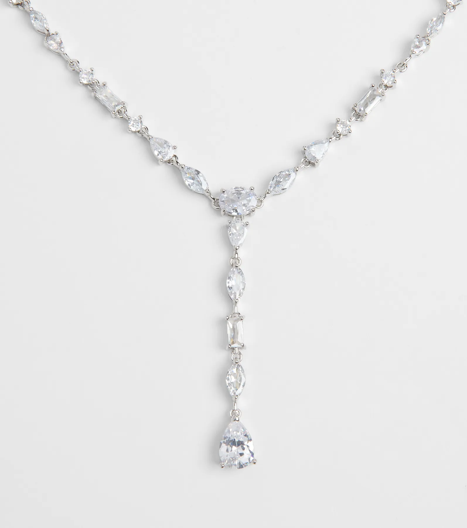 Luxe Glitz Cubic Zirconia Lariat Necklace