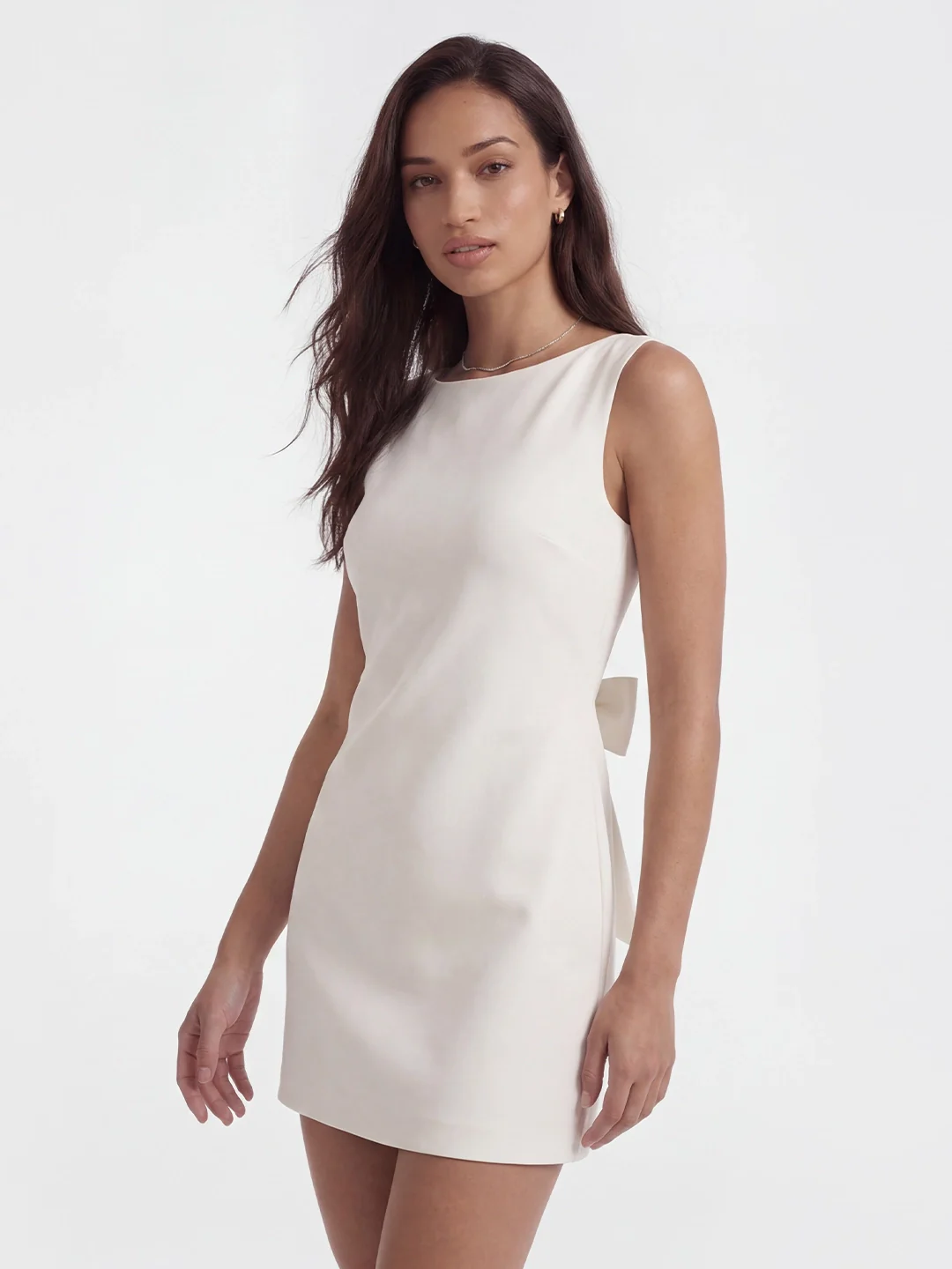 Boatneck Bow Back A-line Mini Dress
