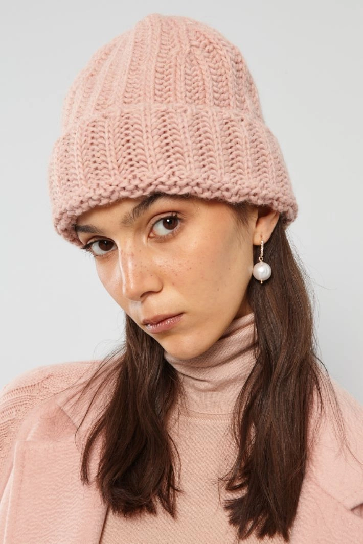 Turn-up beanie hat - PASTEL PINK