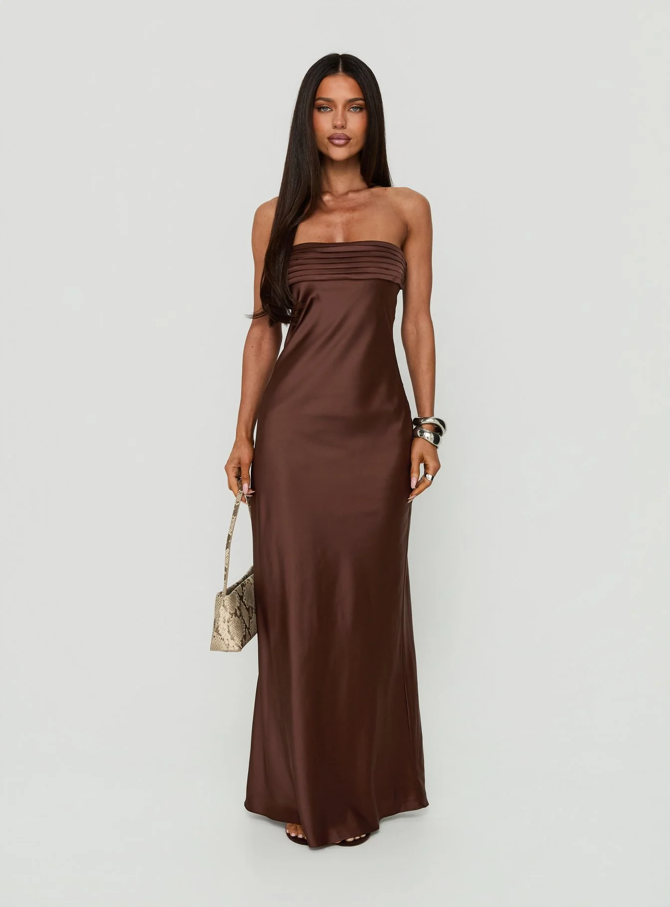 Khalotte Strapless Maxi Dress Brown