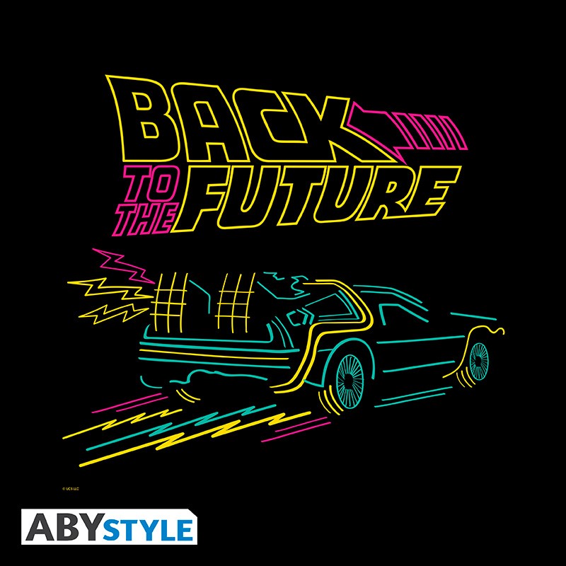 BACK TO THE FUTURE Tote Bag Neon DeLorean