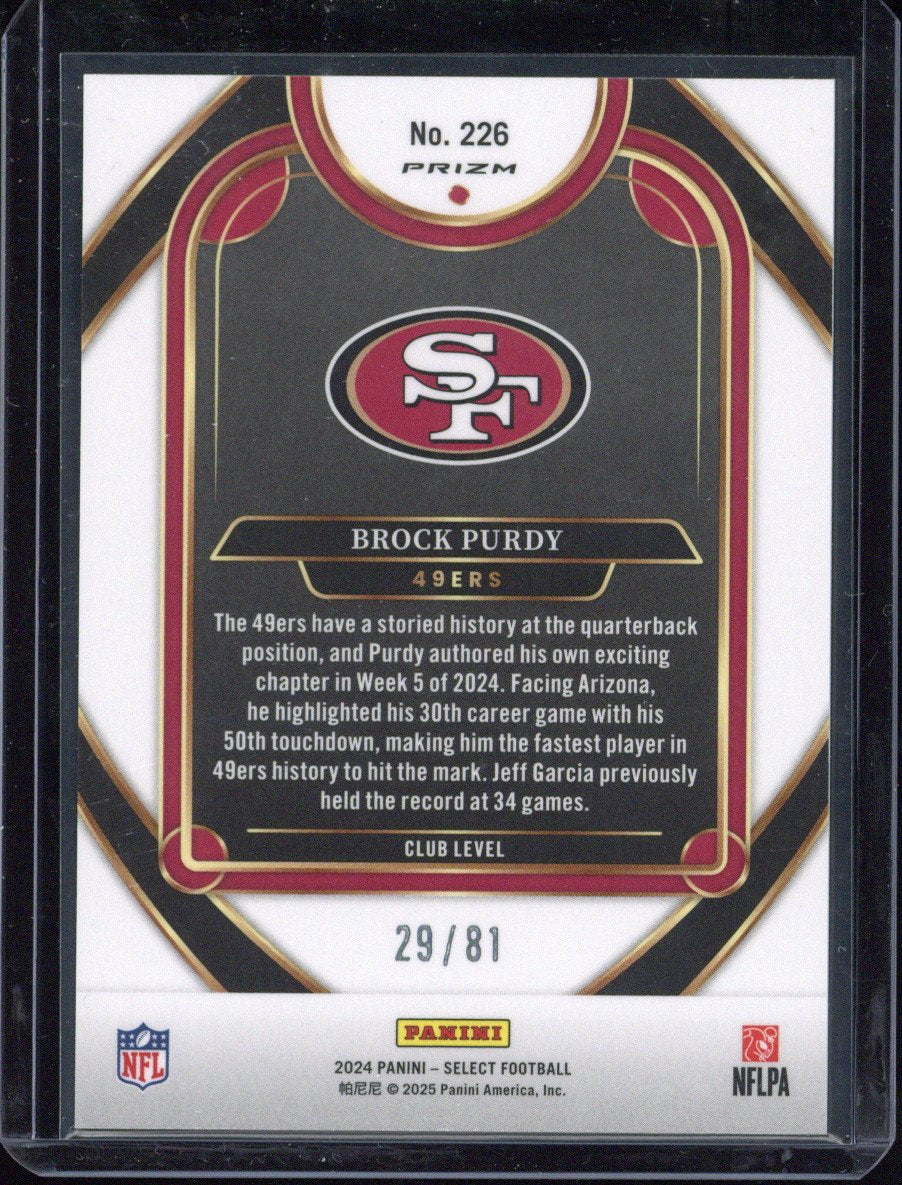 2024 Panini Select Brock Purdy Dragon Scale Club Level /81 #226