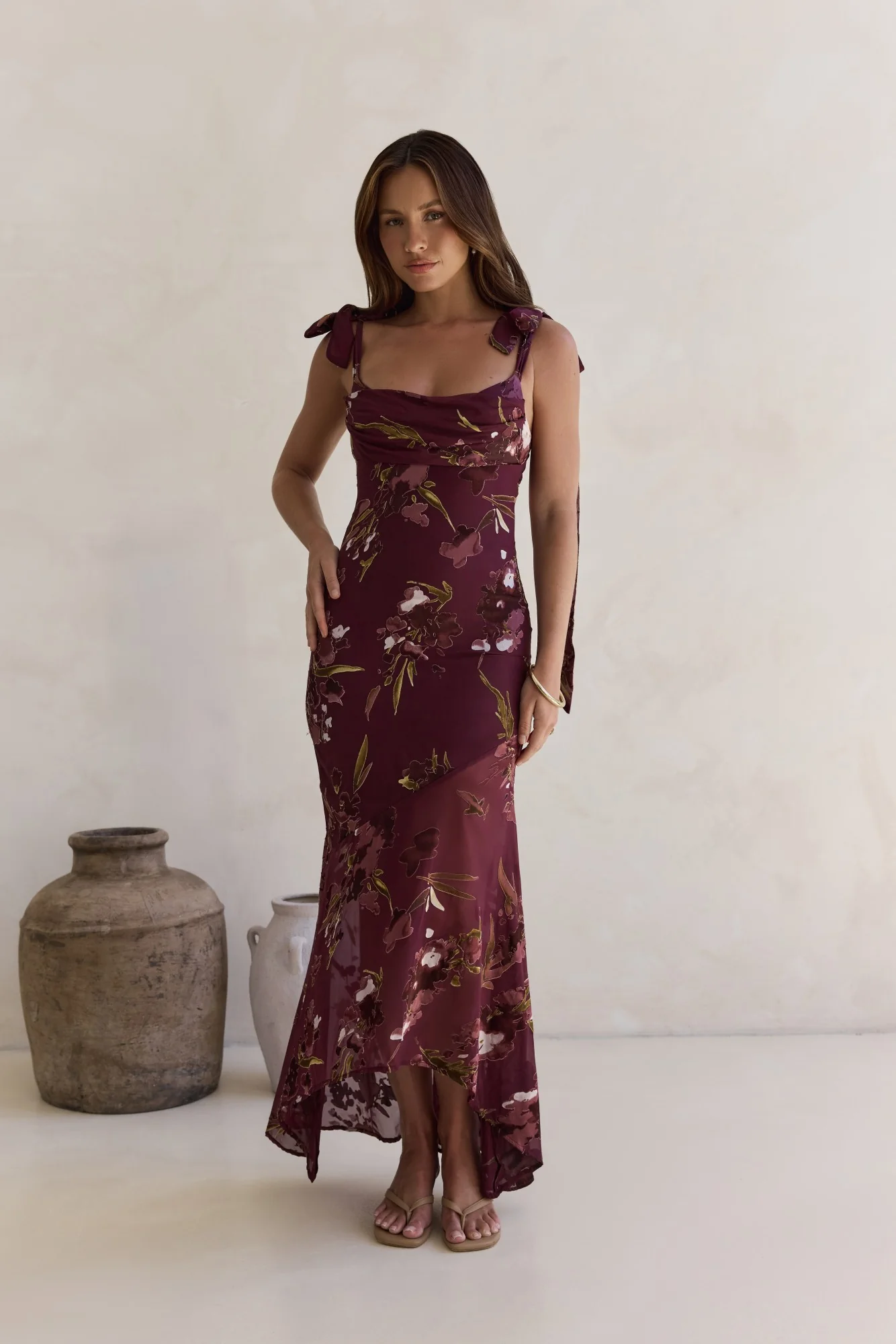 Night Garden Maxi Dress Burgundy