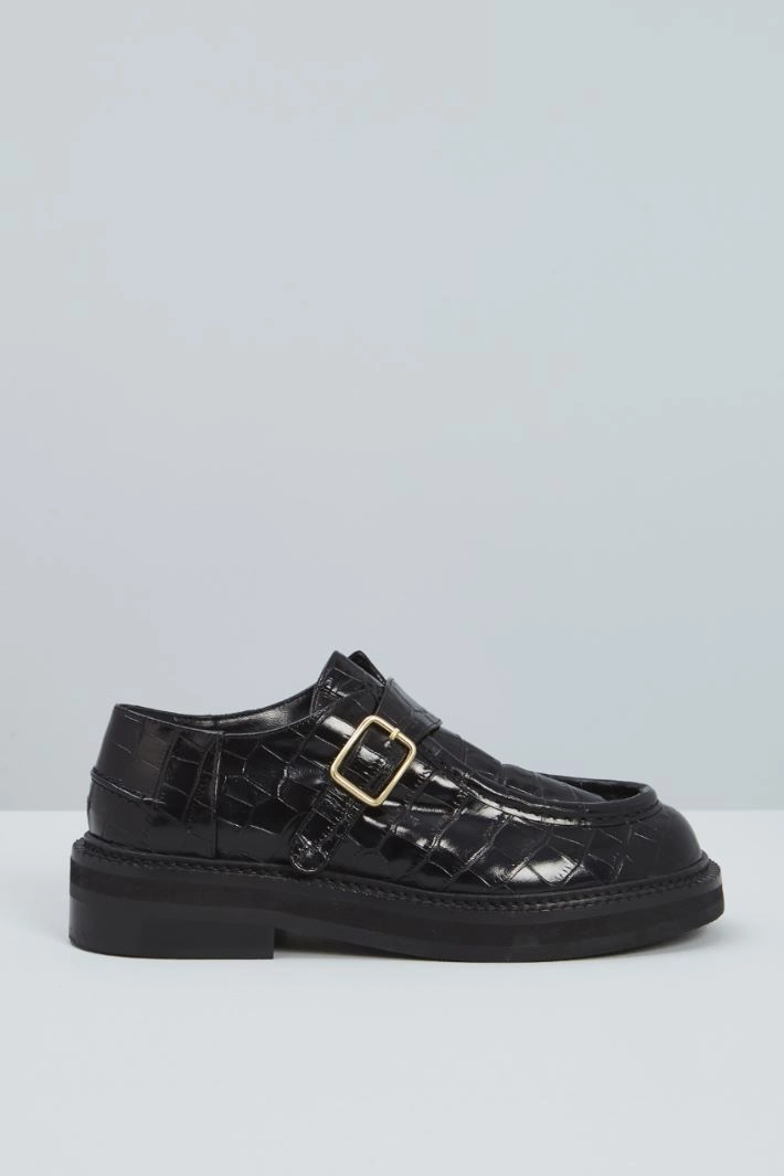 Crocodile print loafers - BLACK