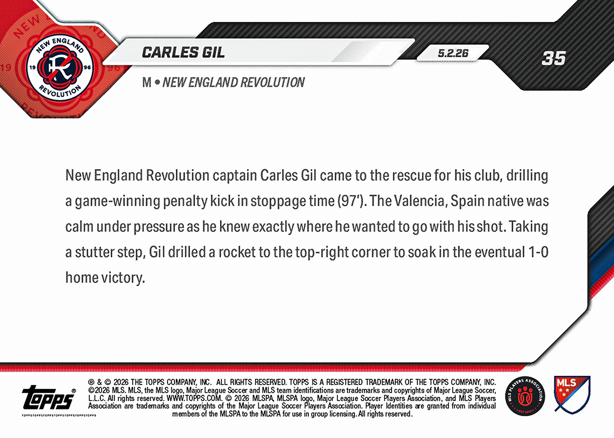 Carles Gil - 2026 MLS Topps NOW® - Card 35 - PR: 178