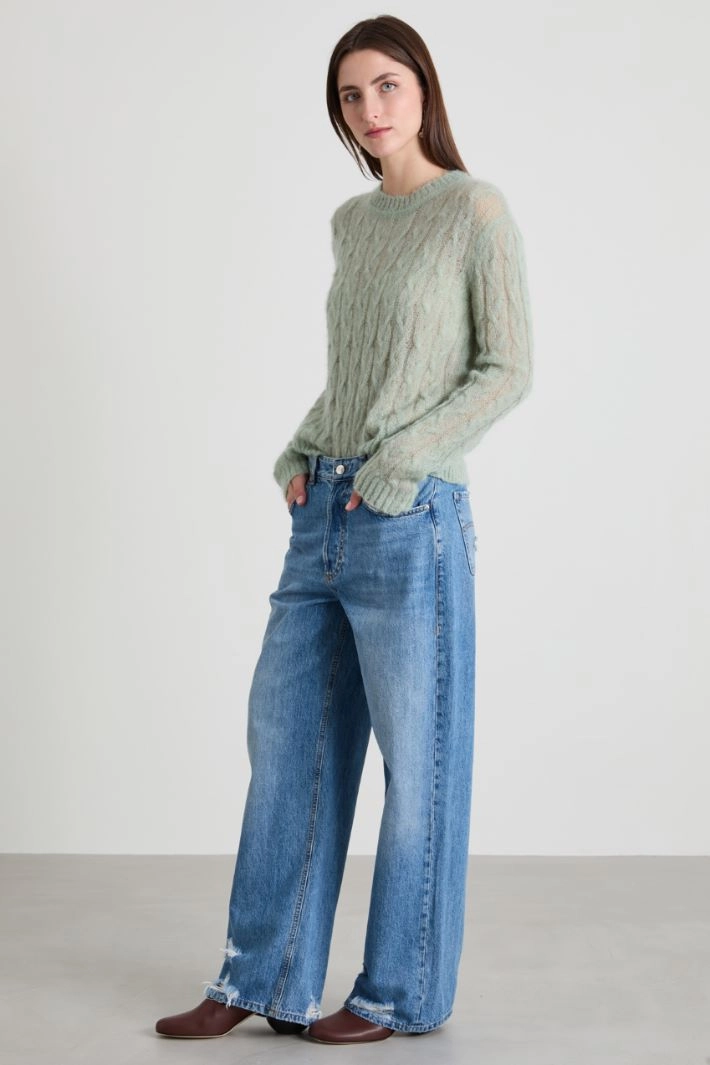 Cable-knit mohair sweater - MINT GREEN