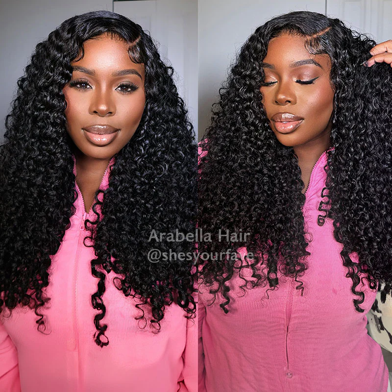 Ophirawig 6x5 invisible knots Glueless Jerry Curly Wig Pre-cut Lace Natural Black Beginner Friendly