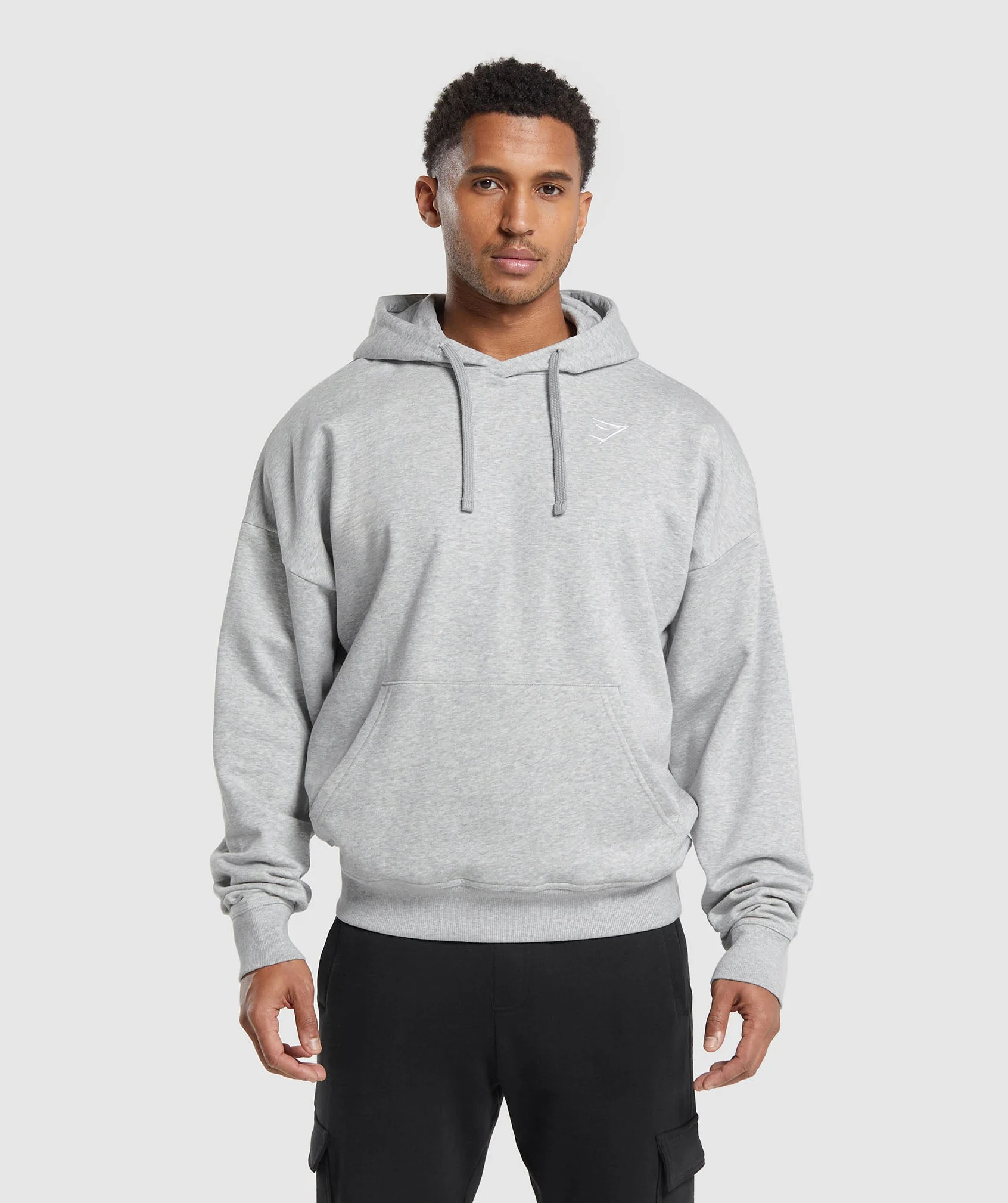 Crest Oversized Hoodie Light Grey Marl