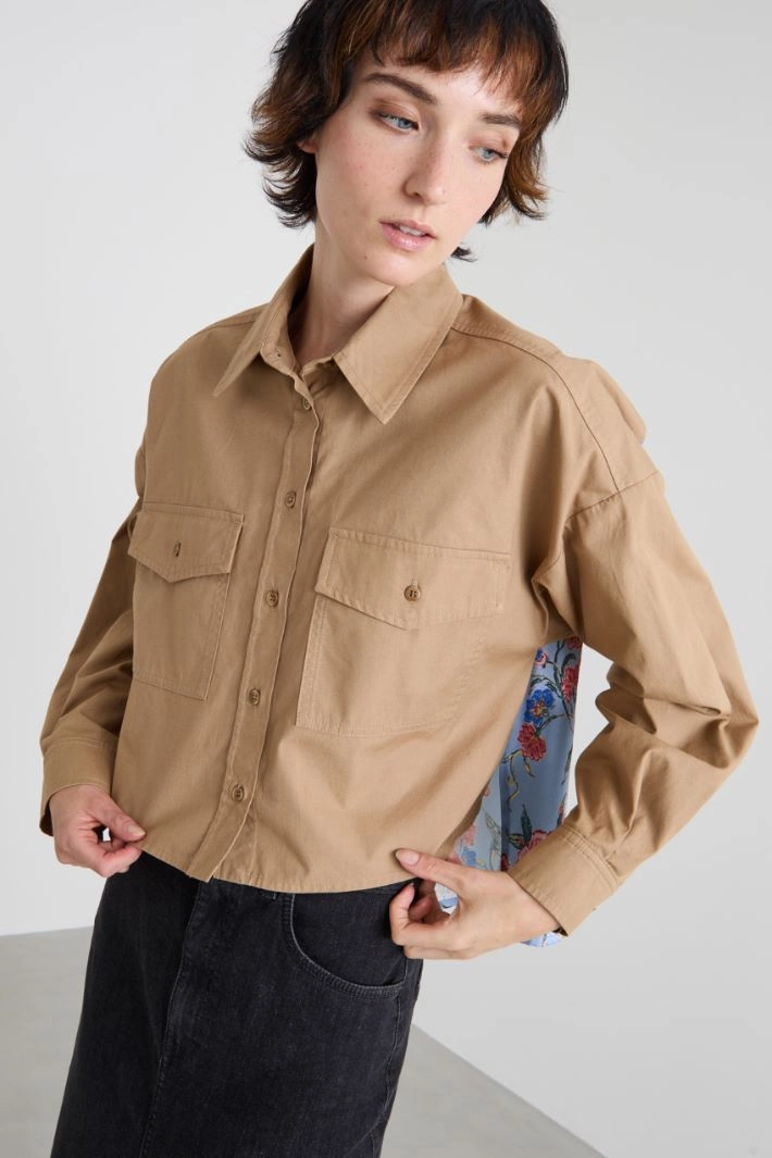 Cotton and twill shirt - CAMEL