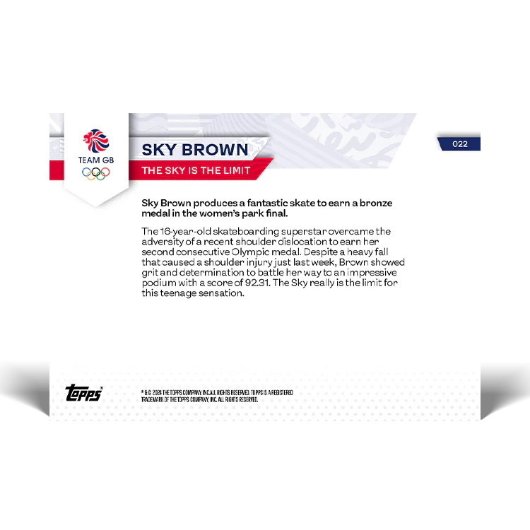 Sky Brown - The Sky is the limit - 2024 Team GB TOPPS NOW® Card 22
