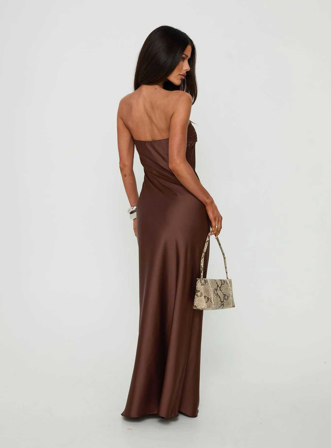 Khalotte Strapless Maxi Dress Brown