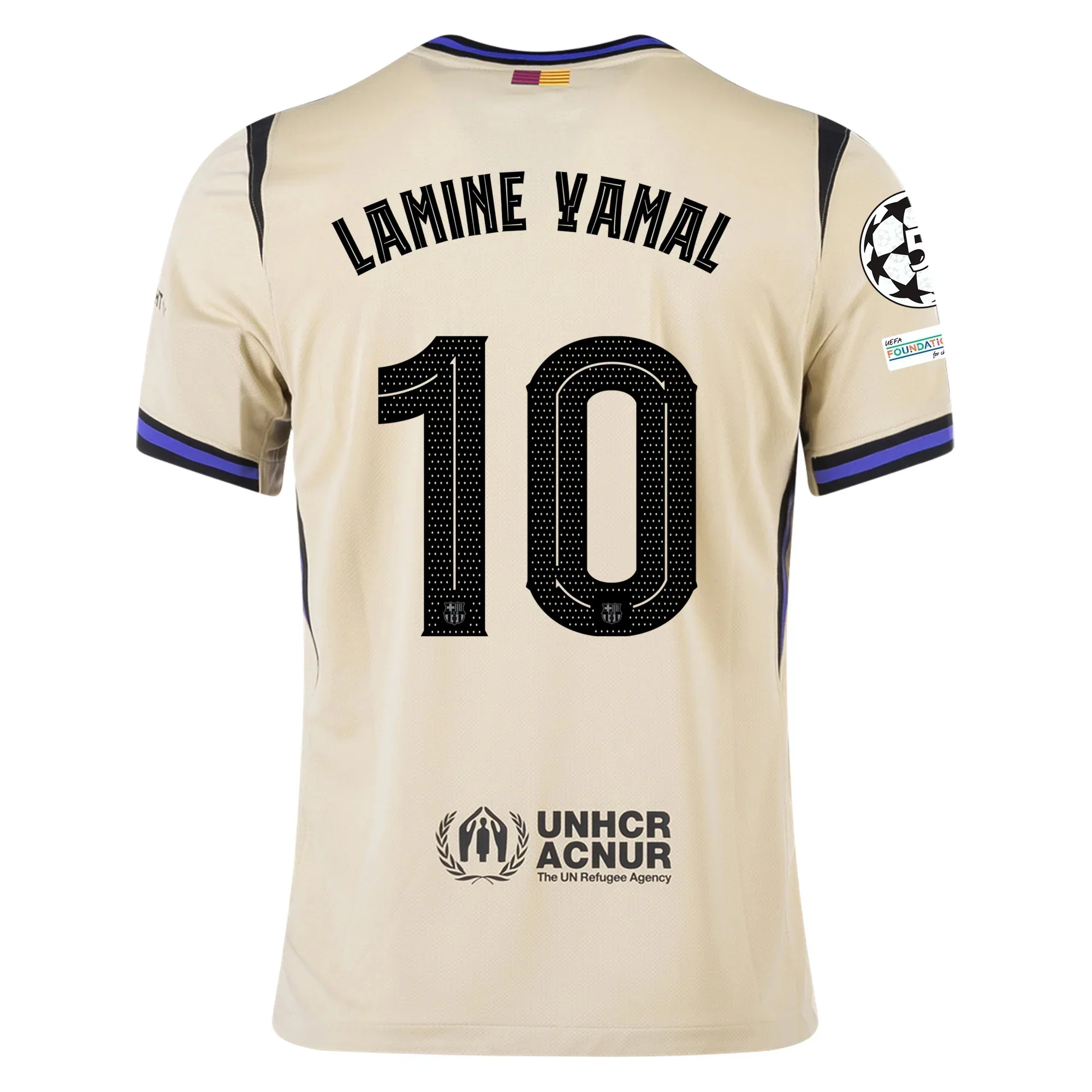Lamine Yamal Men's FC Barcelona Away Jersey 25/26 w/ Champions League Patches (Team Gold/Persion Violet/Black)