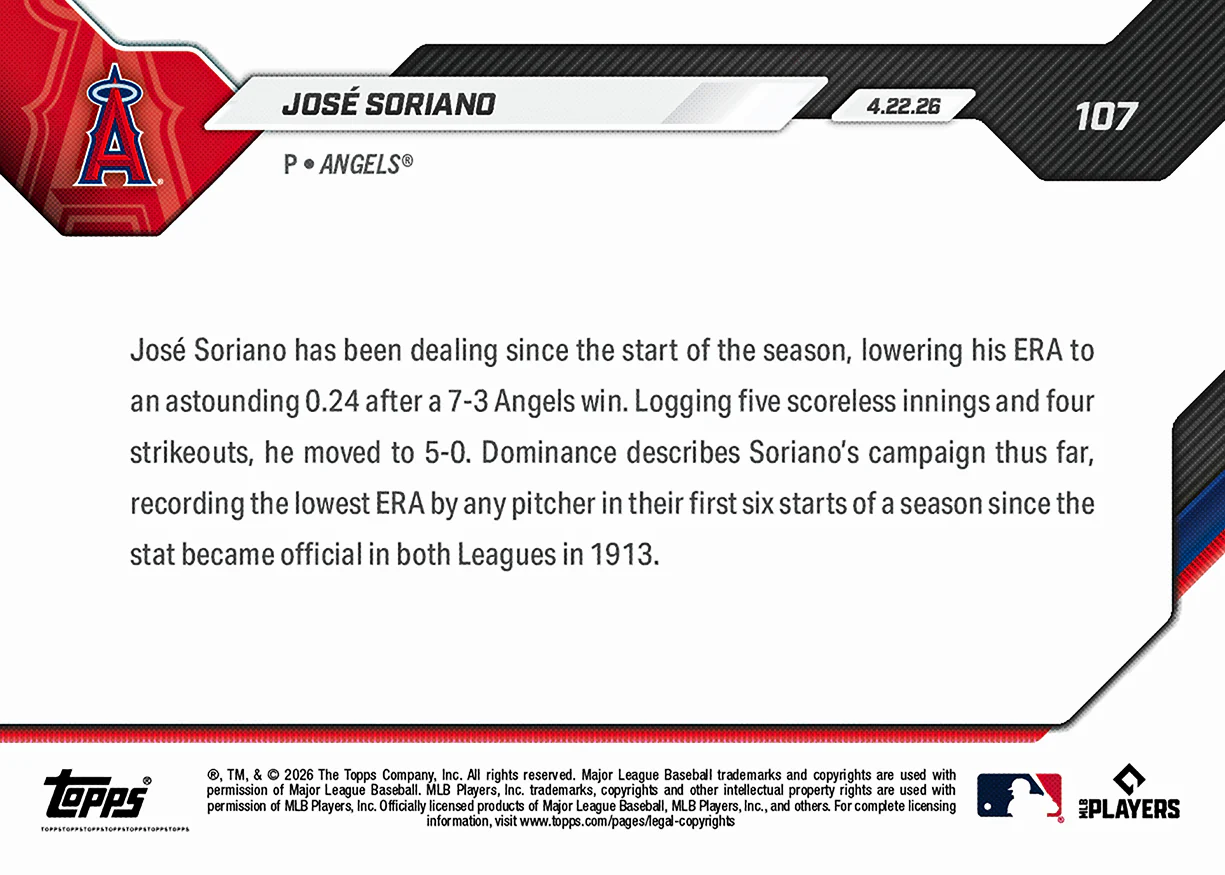 José Soriano - 2026 MLB Topps NOW® - Card 107