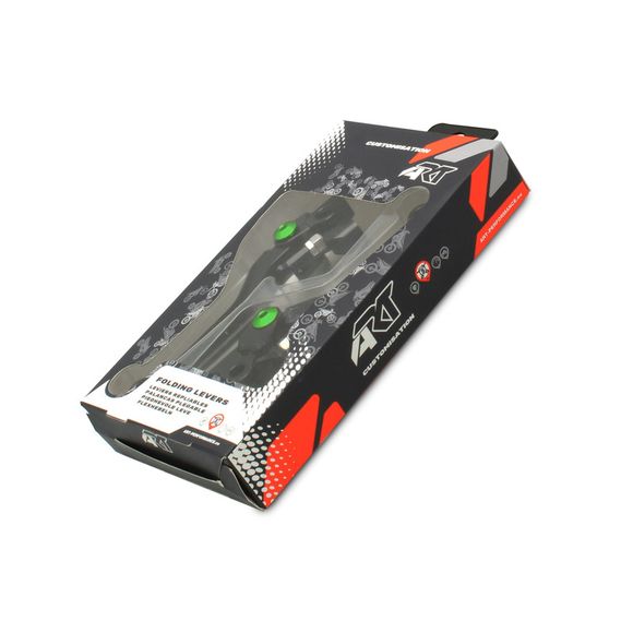 Brake and clutch levers foldable ART black/green screw by pairRef: ART00026A / 1060941