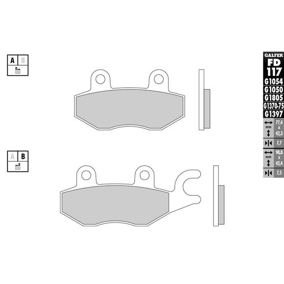 Galfer Sinter Sintered Metal brake pads Front/Rear (depending on model)Ref: FD117G1054