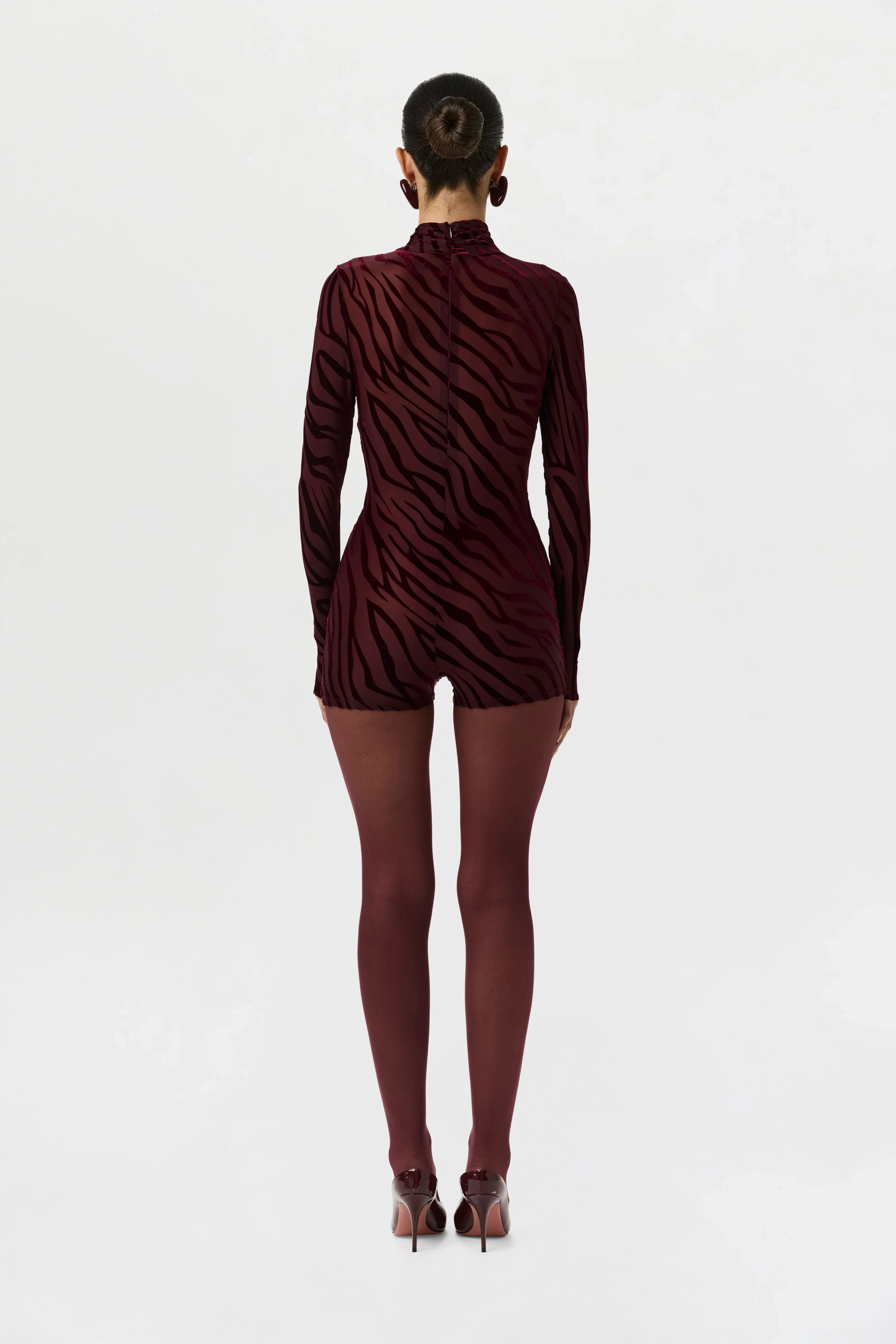 Burnout Print Turtleneck Romper
