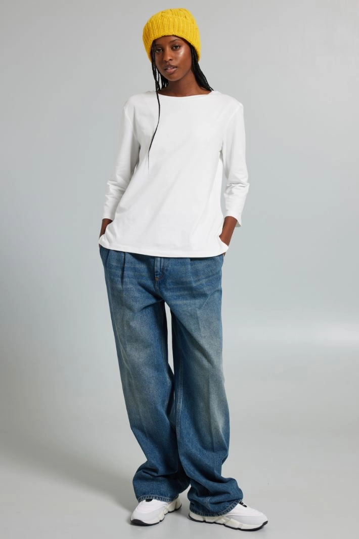 Cable-knit beanie hat - YELLOW