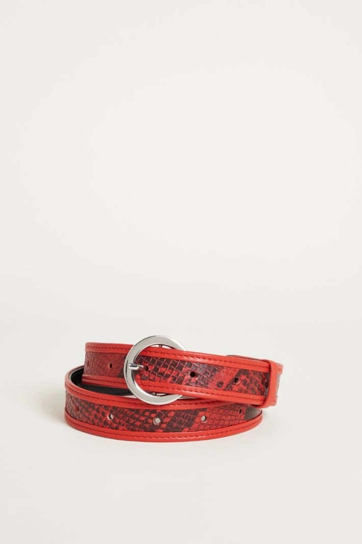 Python-print leather belt - ANIMAL
