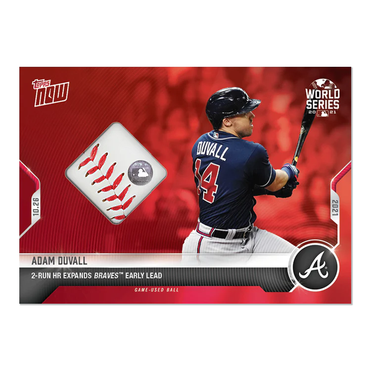 Game-used Ball Relic # to 10 - Adam Duvall - 2021 MLB TOPPS NOW® Card 1012A
