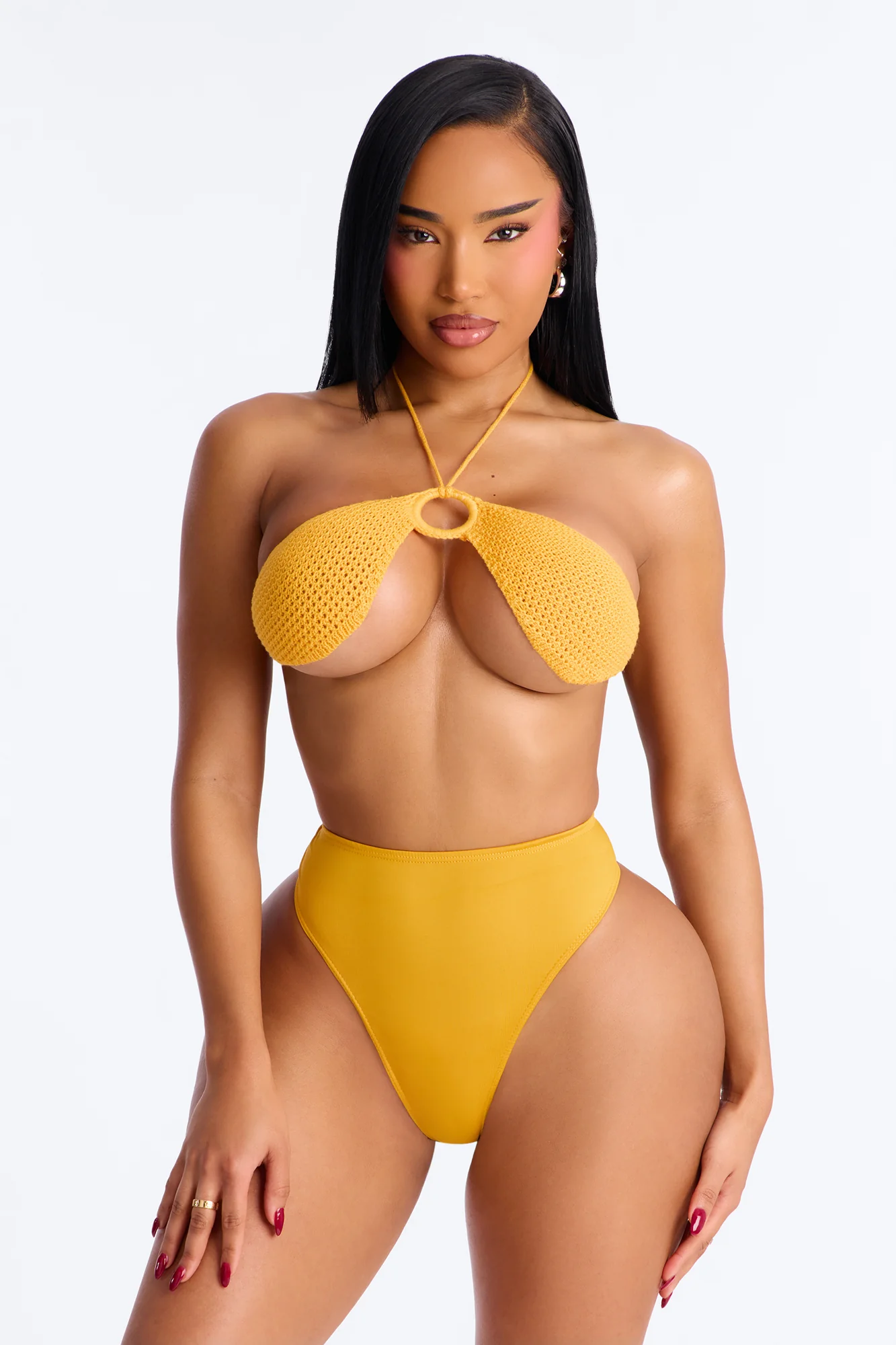 Sandcastles & Sea Crochet 3 Piece Bikini Skirt Set - Orange