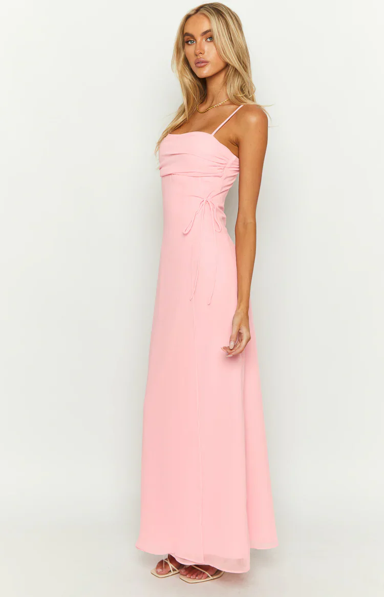 Flossie Pink Sleeveless Prom Dress
