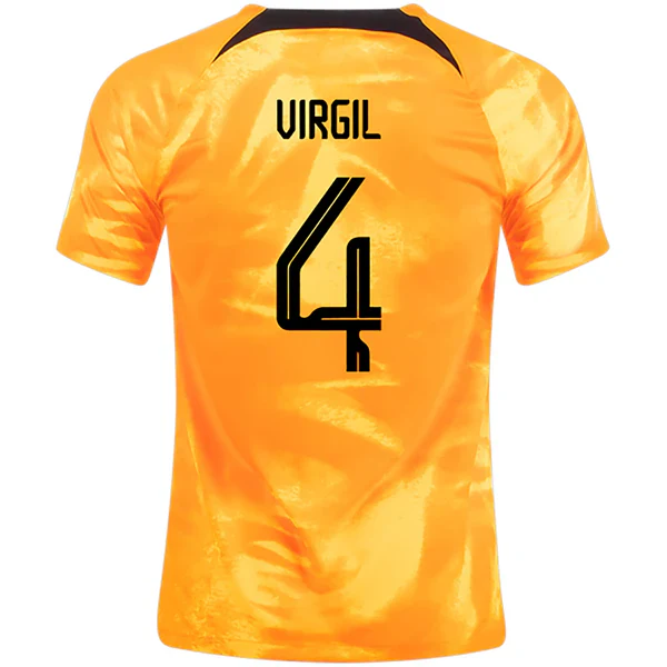 Netherlands Virgil Van Dijk Home Jersey 22/23 (Laser Orange/Black)
