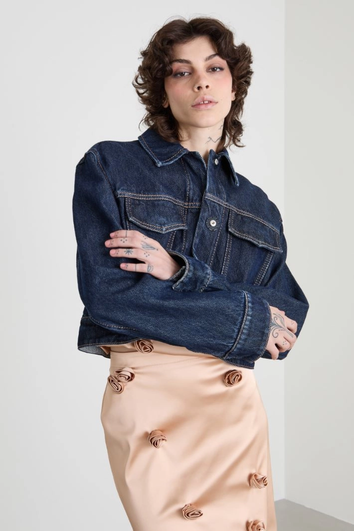 Boxy-fit denim jacket - NIGHT BLUE