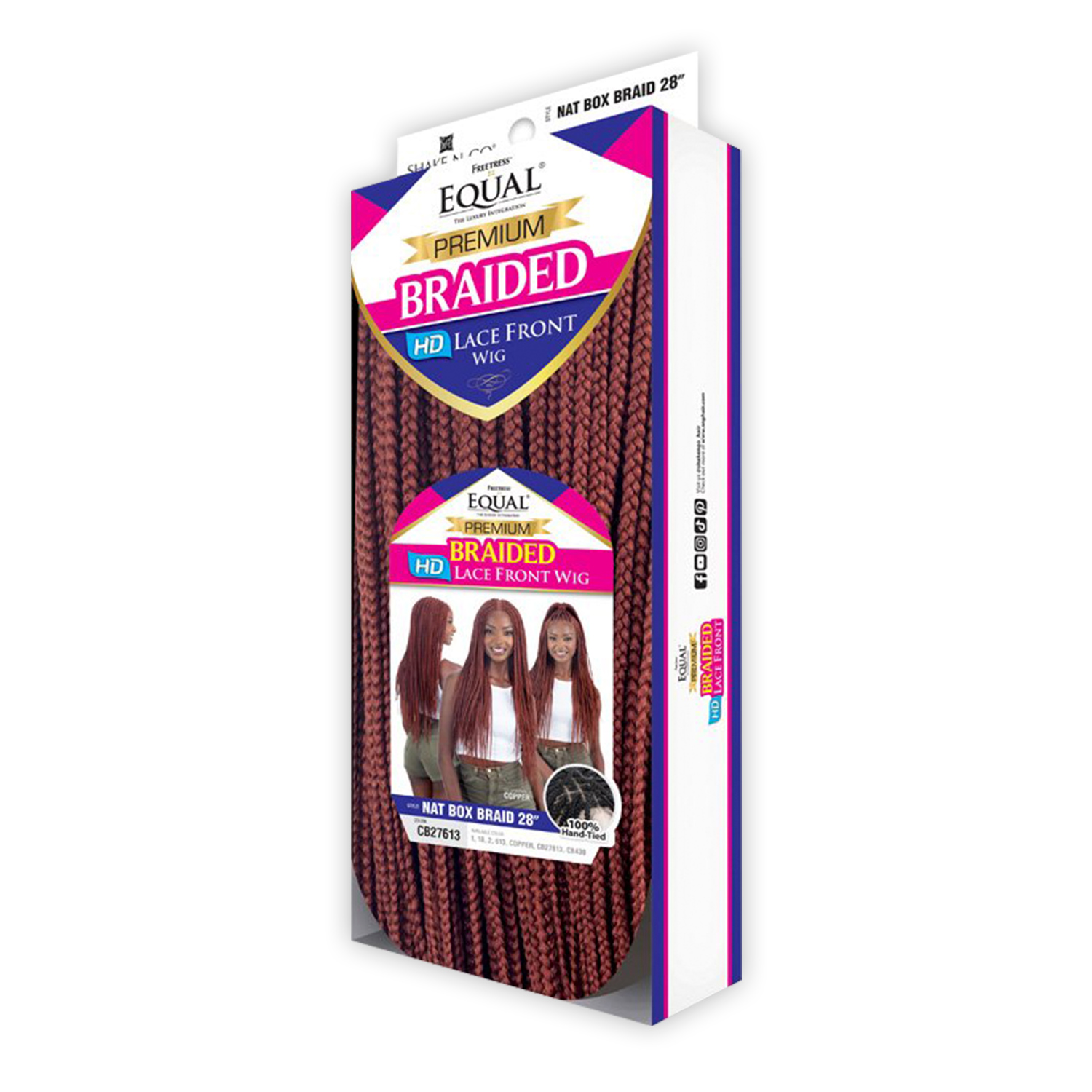 FreeTress Equal Braided HD Lace Front Wig Nat Box Braid 28