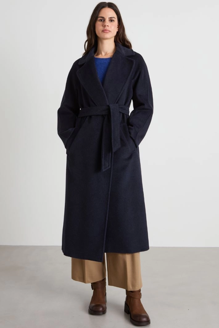 Wool and alpaca robe coat - NIGHT BLUE