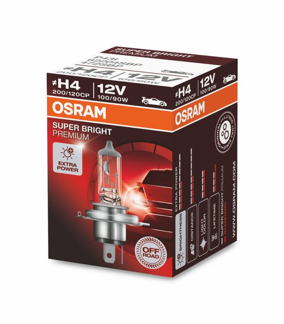Ampoule Osram Super Bright Premium H4 12V/100/80W - x1 UniverselRef : OSRM00045A / 1080424