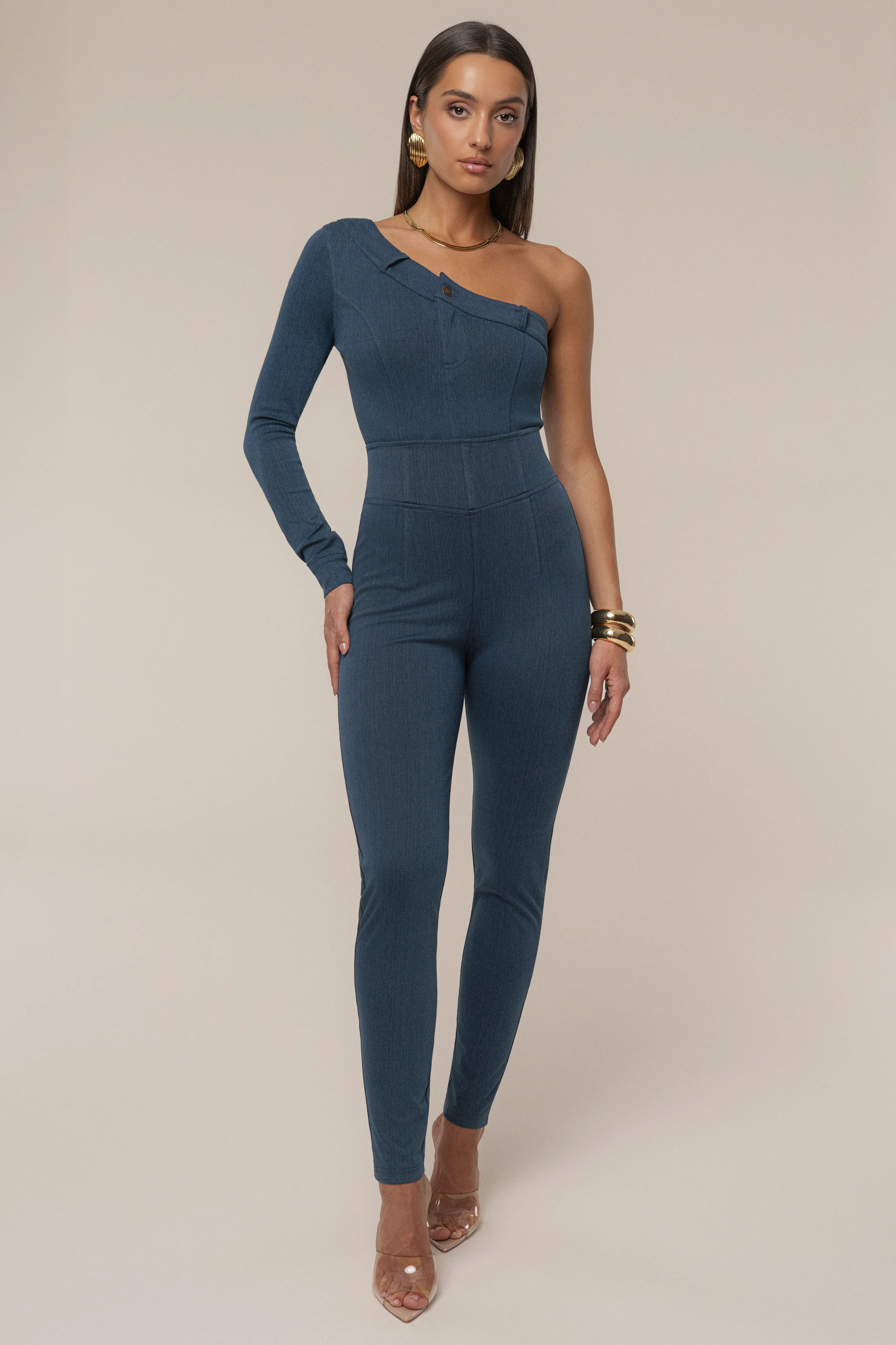 Dark Denim Button Me Up Bodysuit