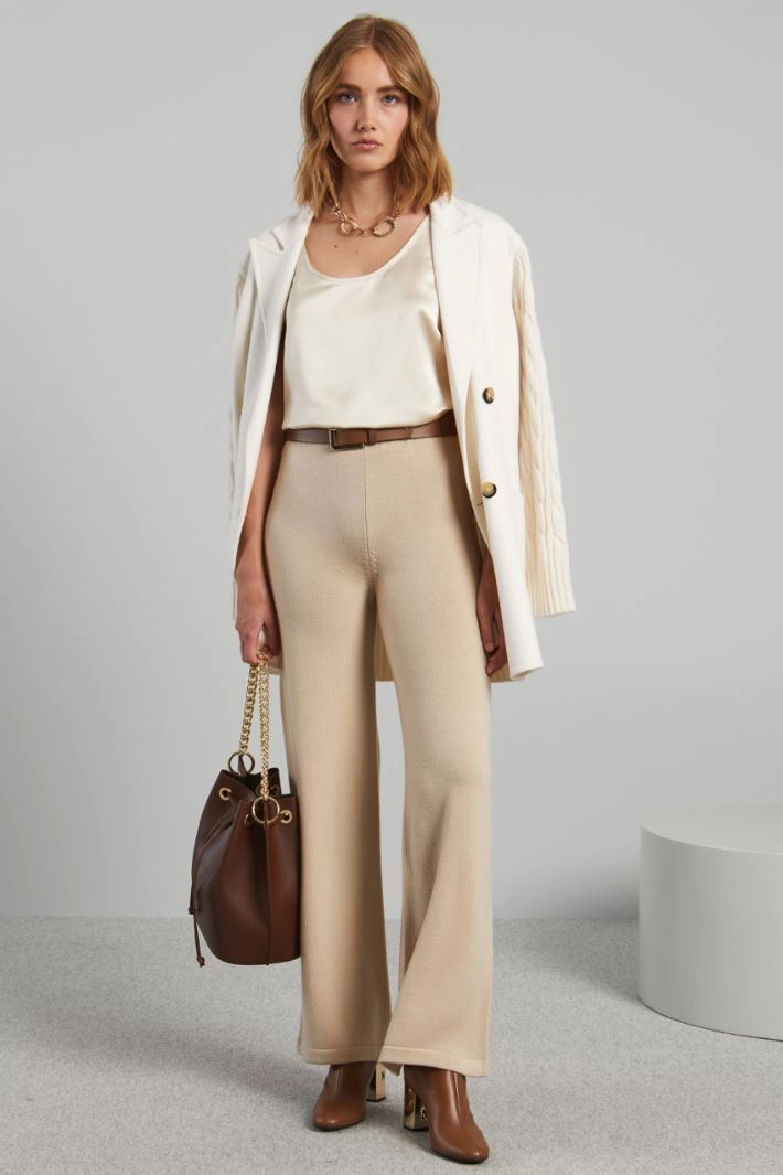 Wool yarn trousers - BEIGE
