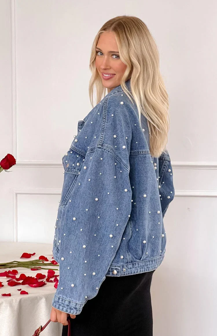 Denim Dazzle Pearl Mid Wash Denim Jacket