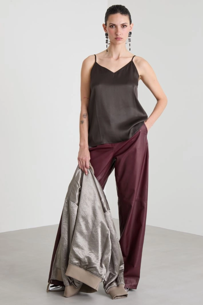 Lingerie satin top - BROWN