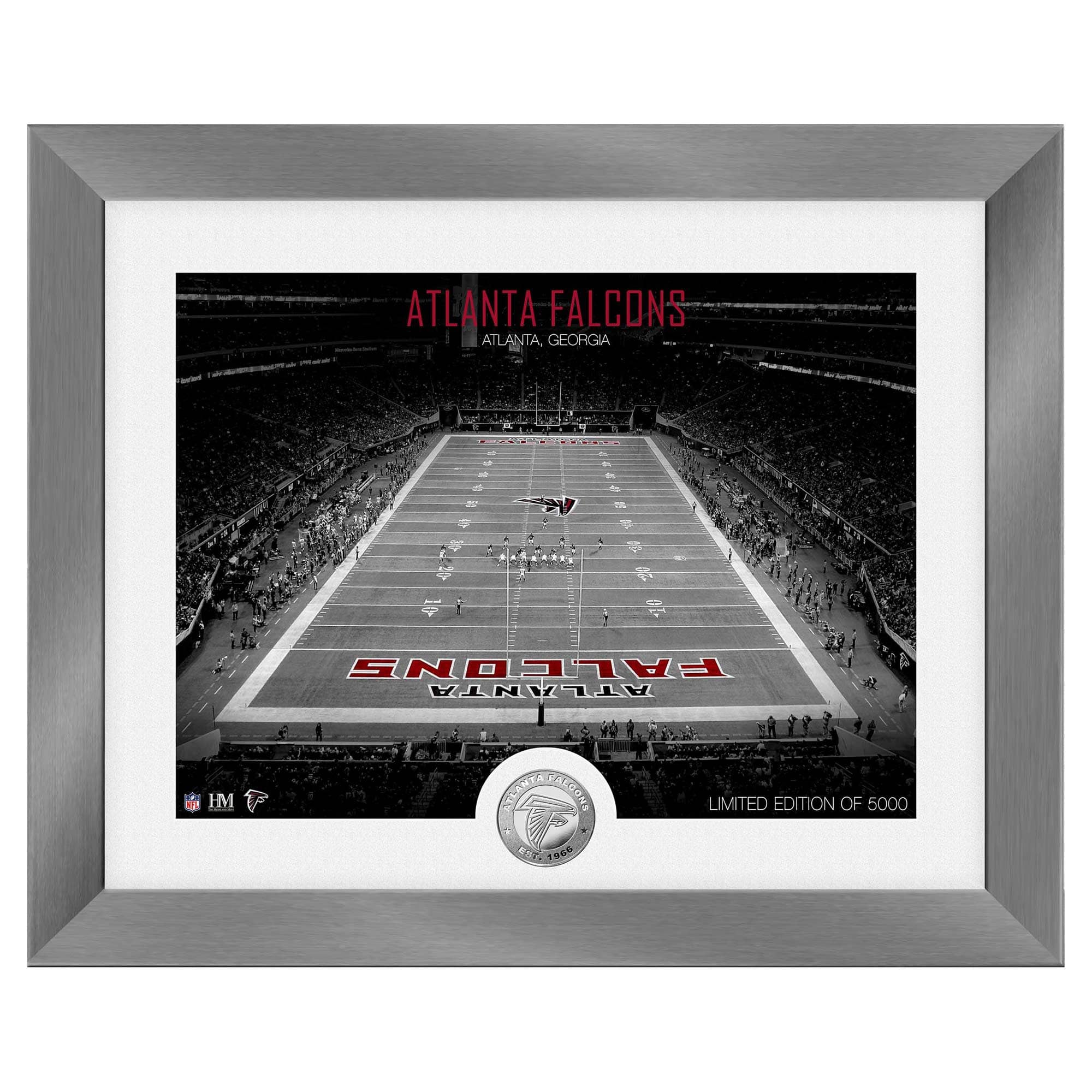 Atlanta Falcons Art Deco Stadium Silver Coin Framed NFL Photo