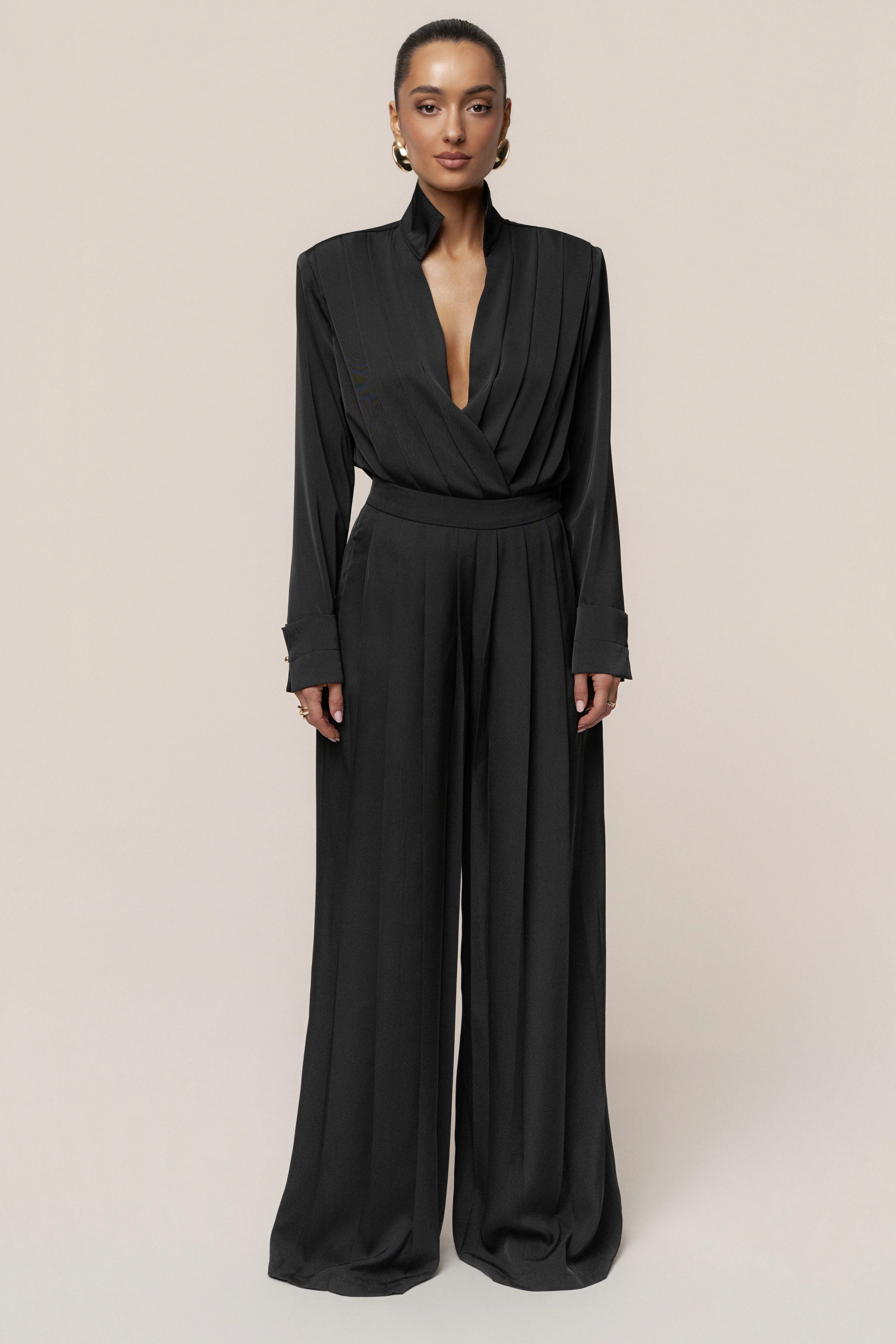 Black Visionary Pleated Bodysuit