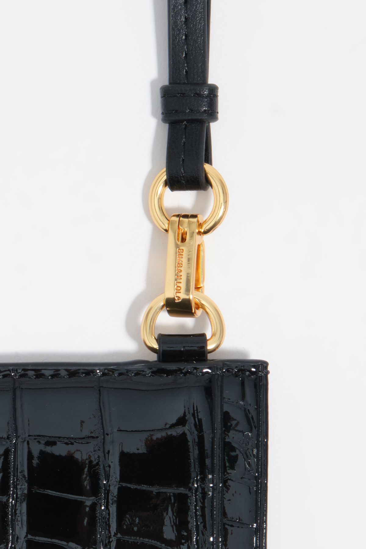 Black embossed crocodile card holder