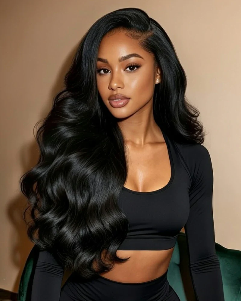 Ophirawig 13x6 Three-Go? Glueless Wig Body Wave With Drawstring Natural Black 100% Human Hair Wig