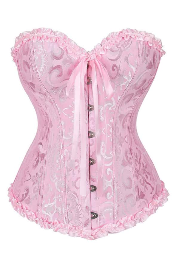 Purple Jacquard Ruffle Bustier Corset