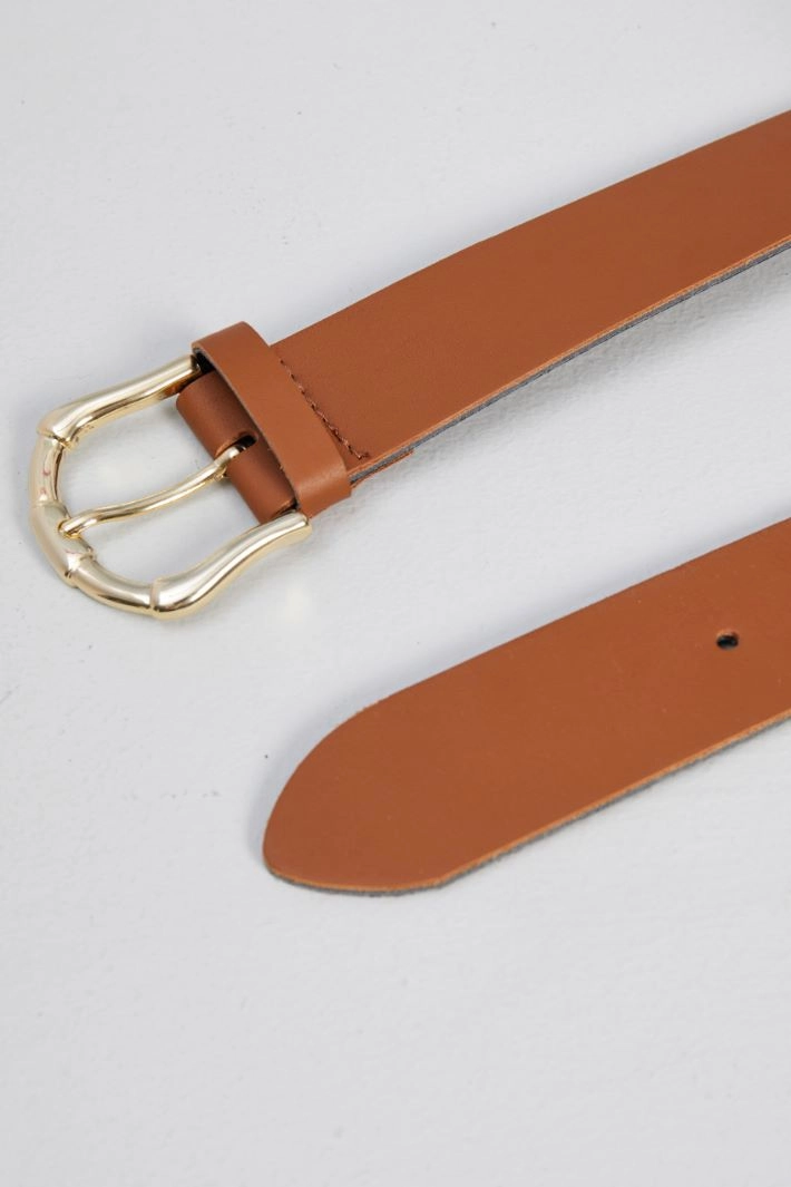 Hammered leather belt - LEATHER GOLD