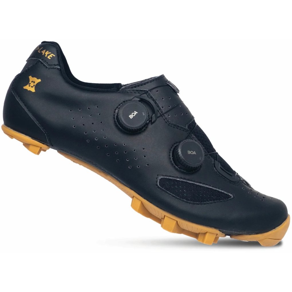 Lake MX239 Gravel Shoes Men - Wide - recycled leather black/gold