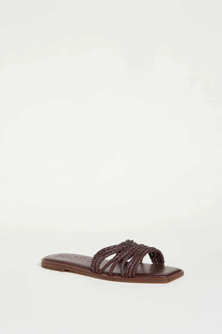 Woven nappa sandals - DARK BROWN