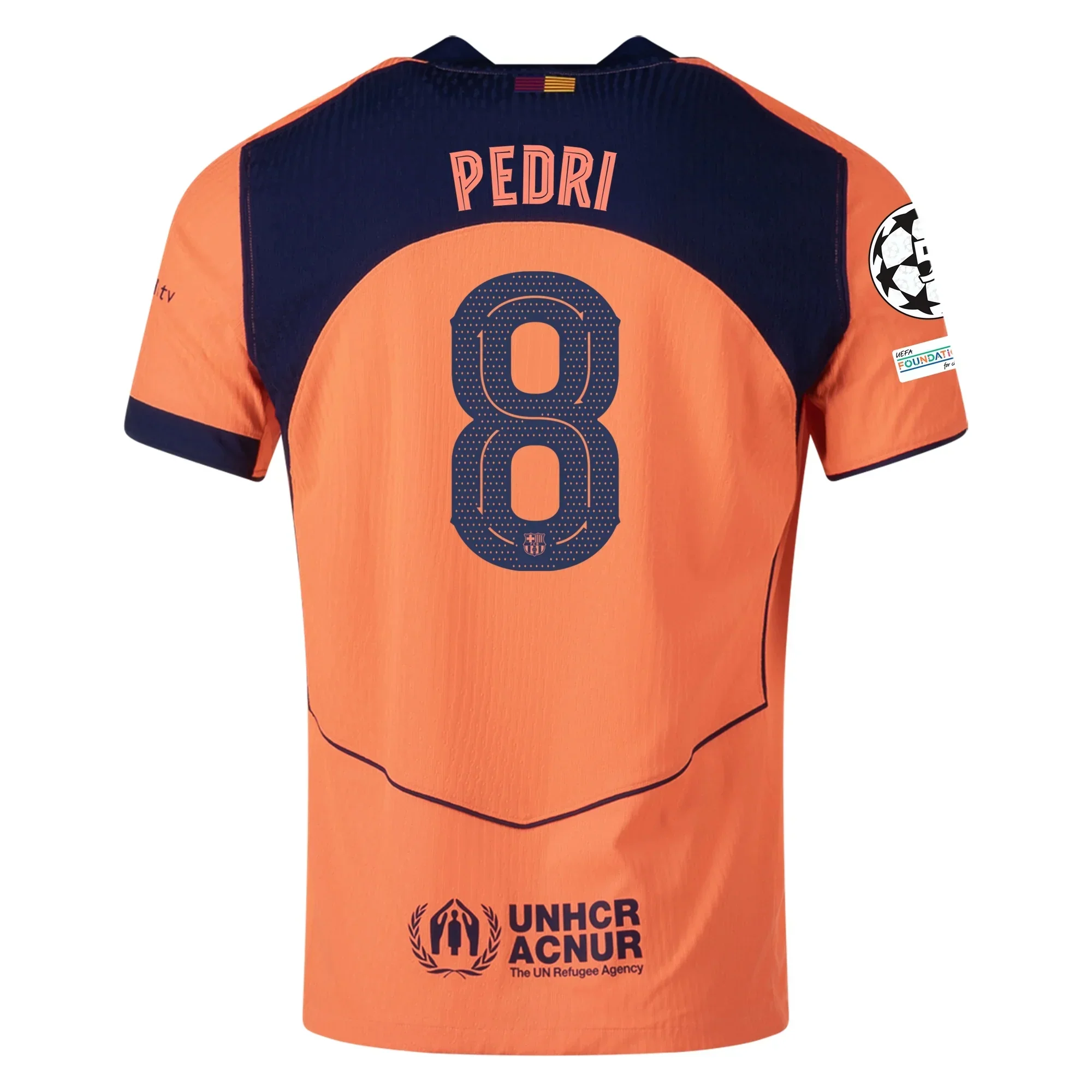 Pedri FC Barcelona Third T90 Authentic Jersey 25/26 w/ Champions League Patches (Mango/Navy)