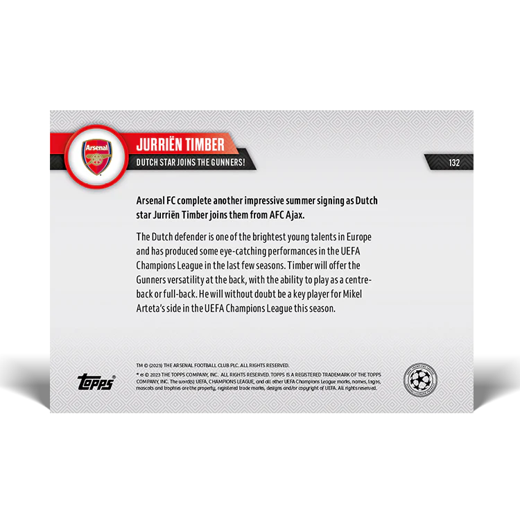 Topps UK - Dutch star joins the Gunners! - UCL TOPPS NOW® Card #132