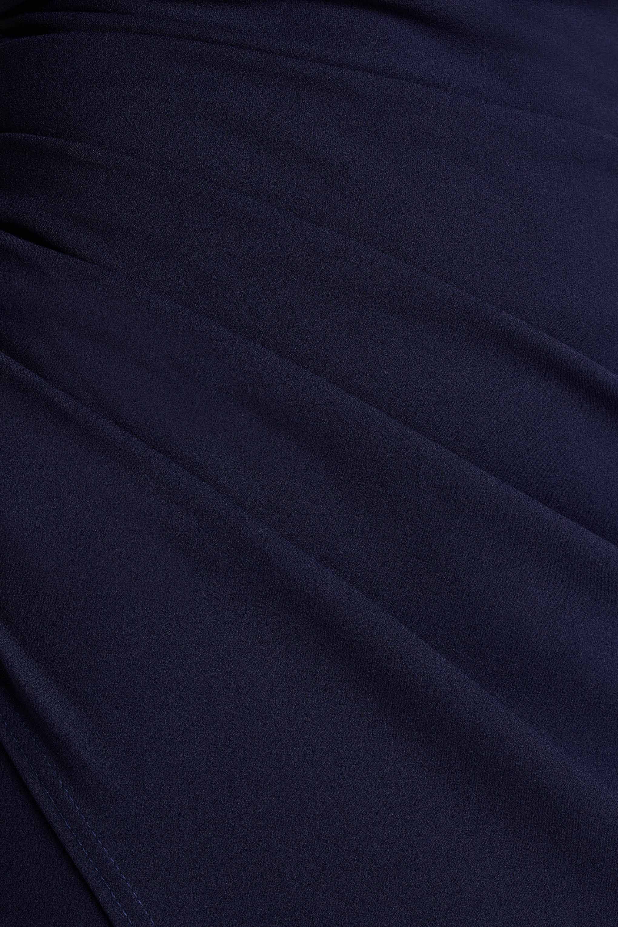 Eva | Navy Bardot Bow Detail Maxi Dress With Thigh Split